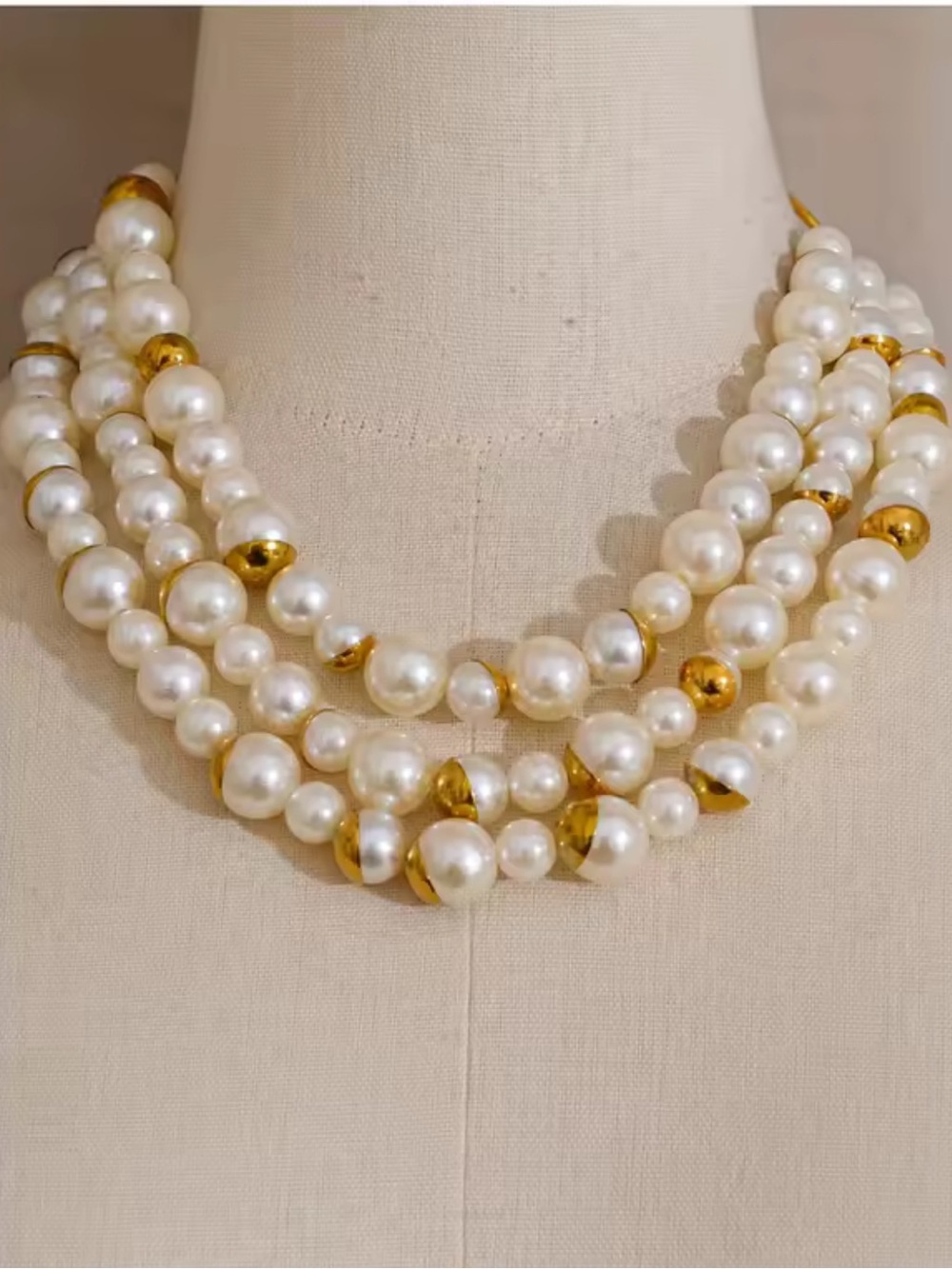 Royal Pearl Cascade Gold Necklace